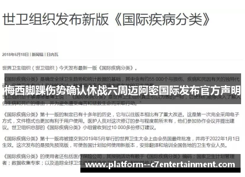 梅西脚踝伤势确认休战六周迈阿密国际发布官方声明